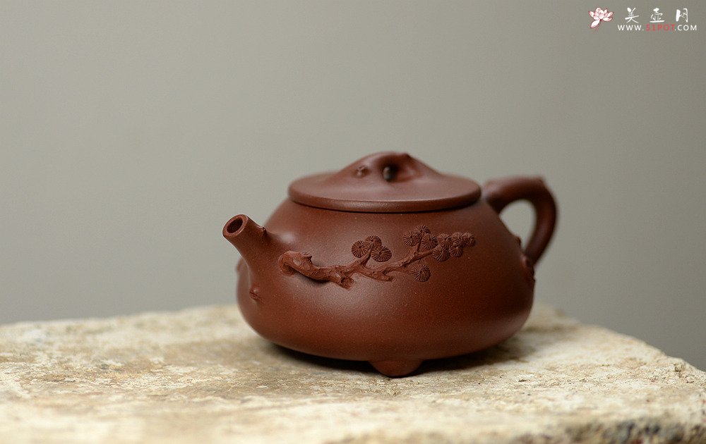 紫砂壶图片：实用花器 饱满可爱 松石瓢 - 美壶网