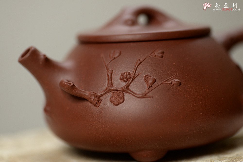 紫砂壶图片：傲雪寒梅 饱满可爱 实用花器 梅花石瓢 - 美壶网