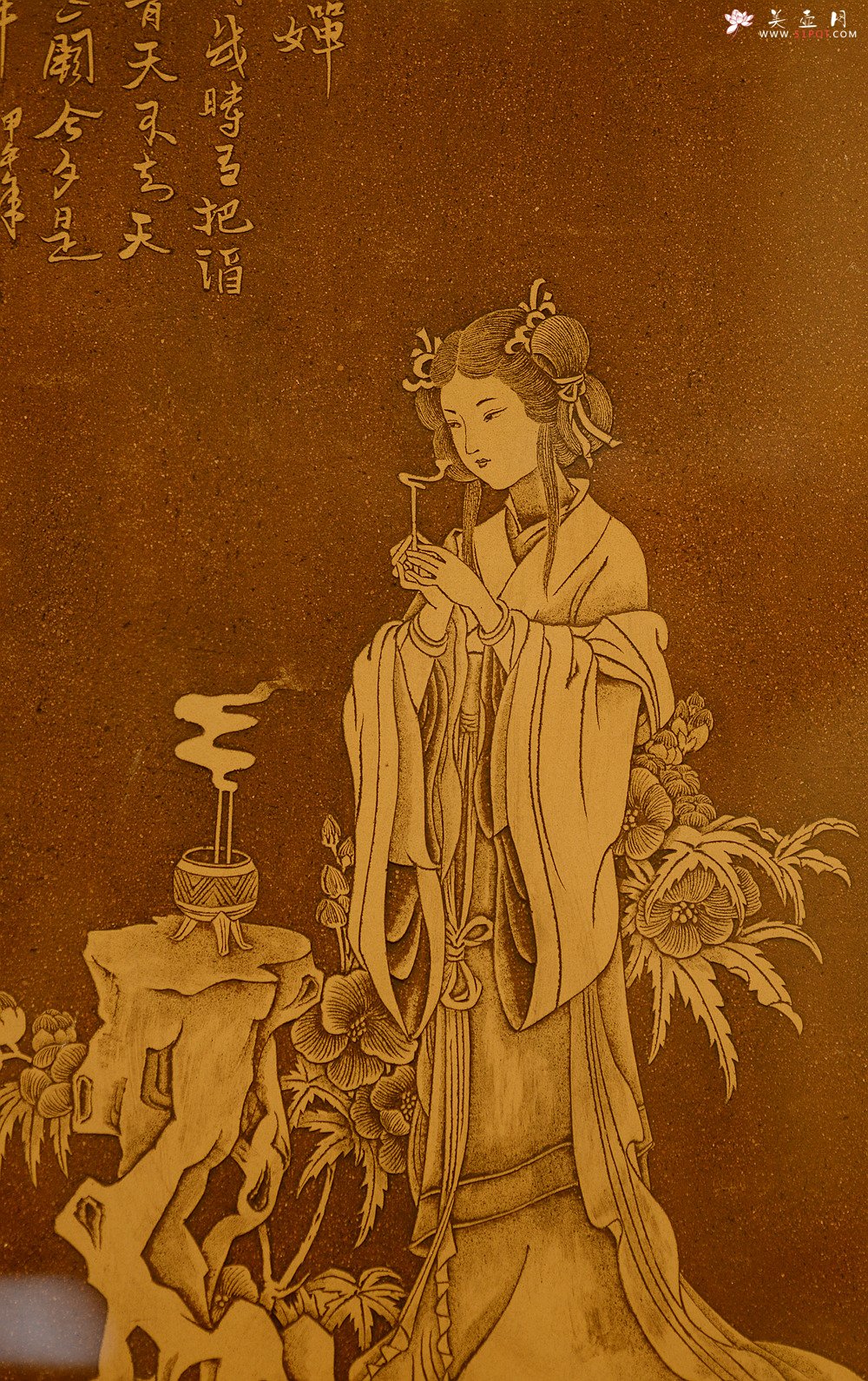 紫砂壶图片：谭华斌精心装饰 四大美女壁画 送礼自珍佳作 - 美壶网