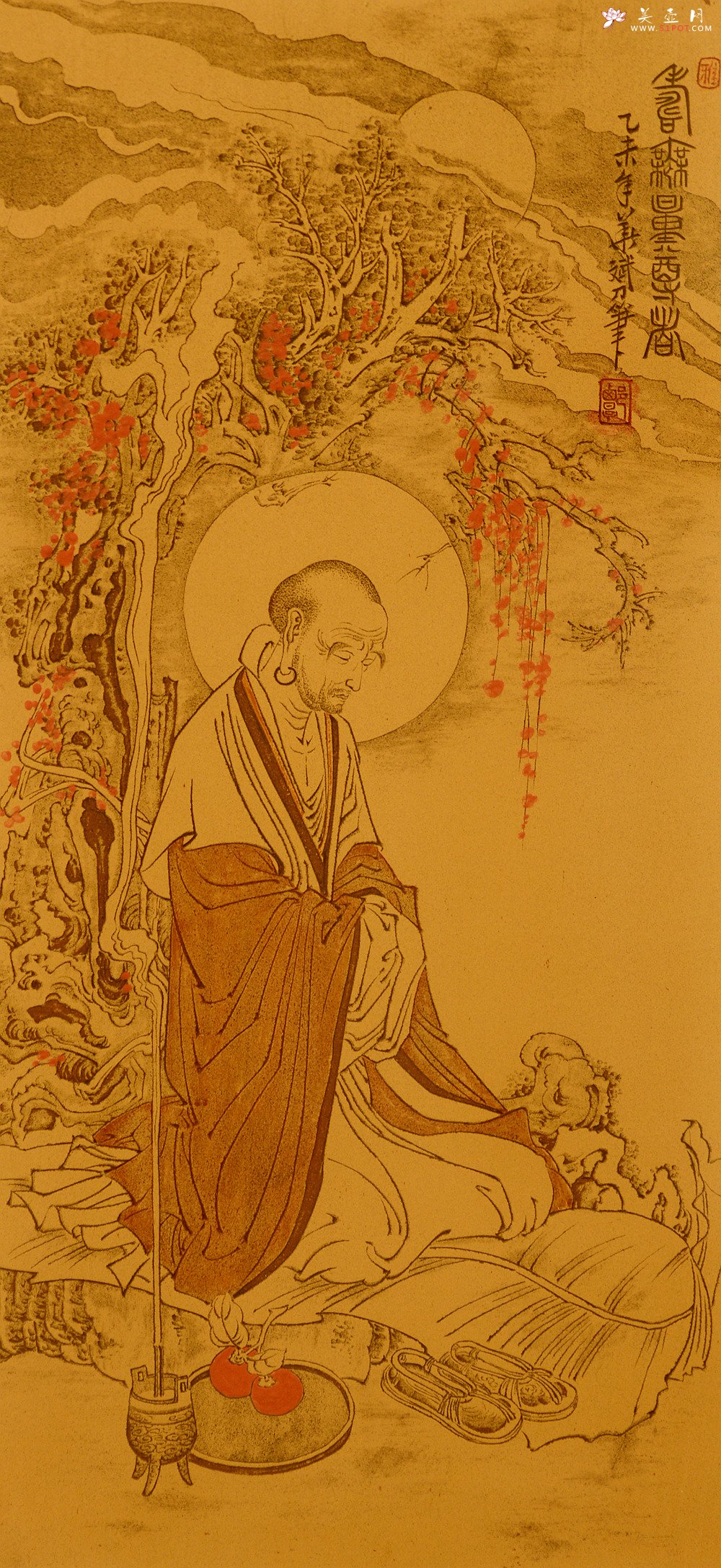 紫砂壶图片：谭华斌精心装饰 罗汉壁画 送礼自珍佳作 - 美壶网