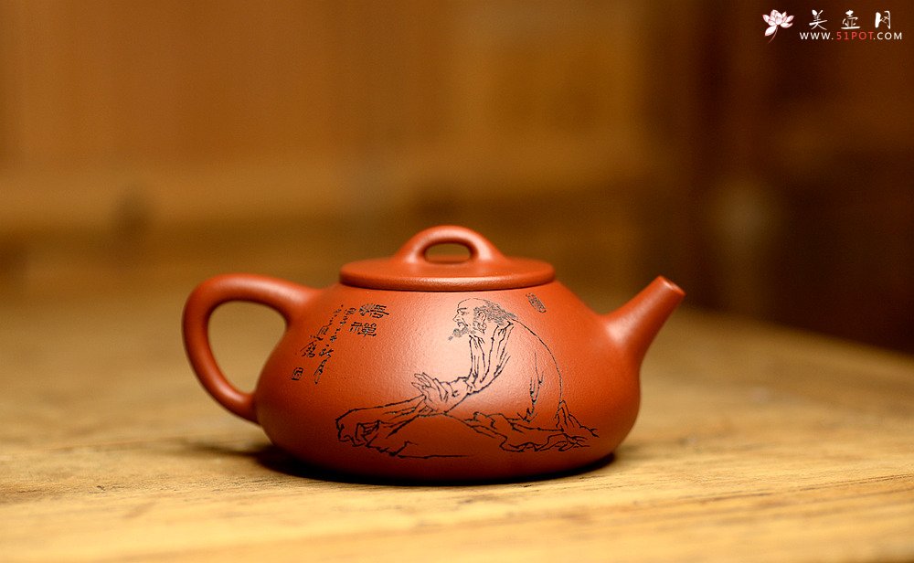 紫砂壶图片：张云熙 文气佳作 娇艳小红泥 平底石瓢 挺拔清秀 - 美壶网