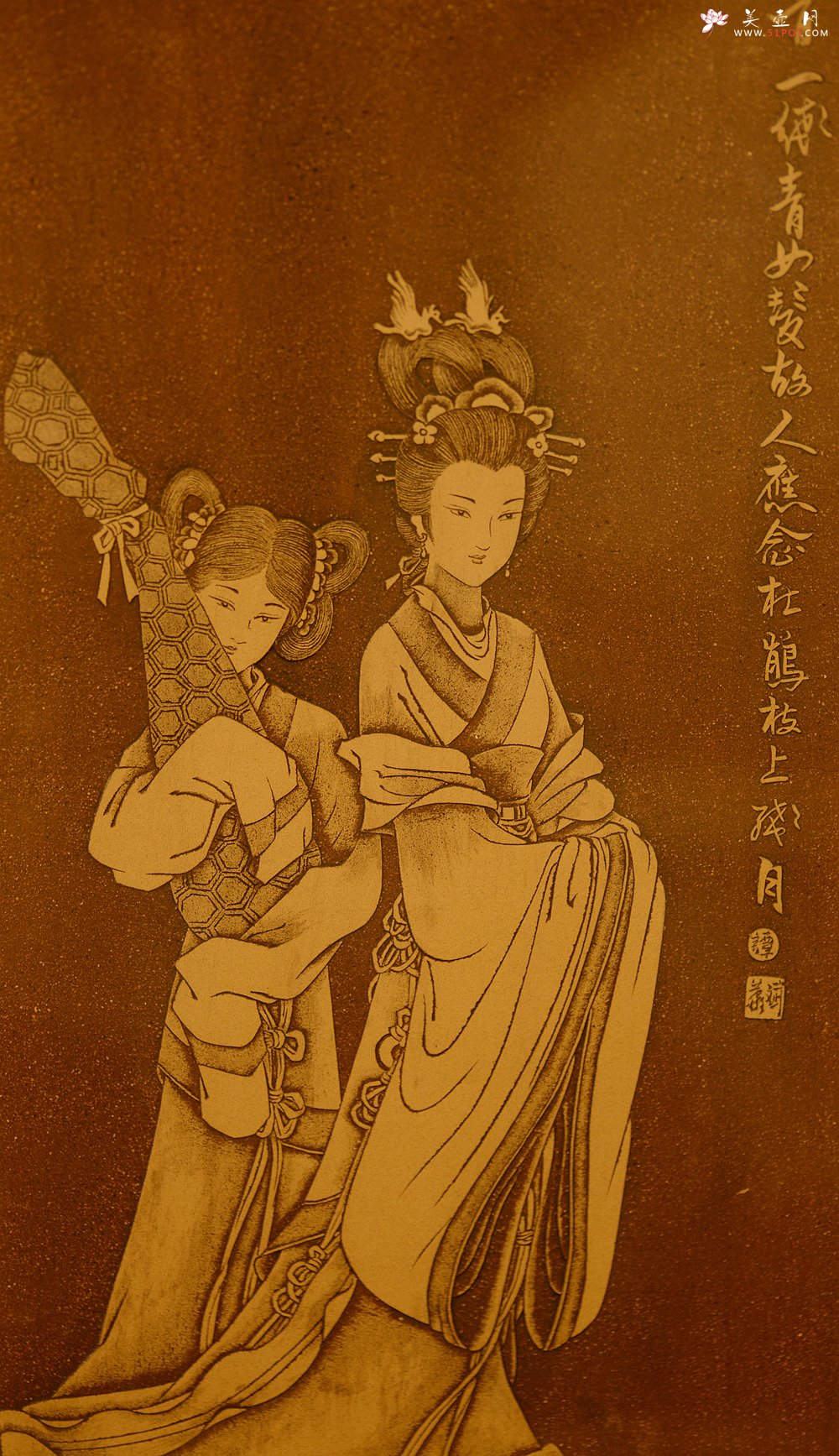 紫砂壶图片：谭华斌精心装饰 四大美女壁画 送礼自珍佳作 - 美壶网
