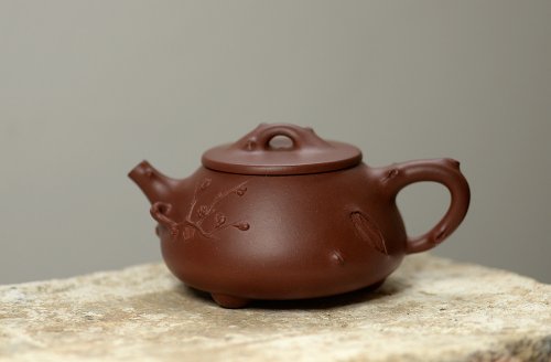 单志萍紫砂壶 傲雪寒梅 饱满可爱 实用花器 梅花石瓢 原矿清水泥