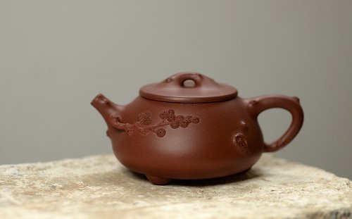 单志萍紫砂壶 实用花器 饱满可爱 松石瓢 原矿清水泥