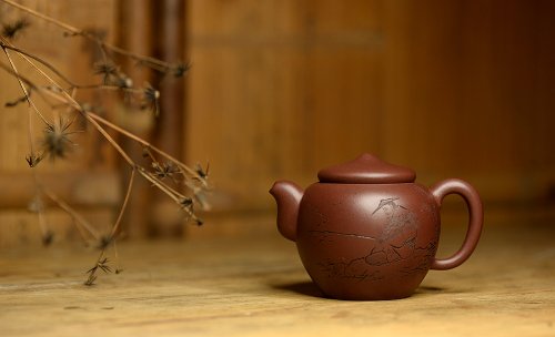 张听钢紫砂壶 一蓑烟雨钓鱼归 渔悦 张听刚精心装饰 原矿紫泥