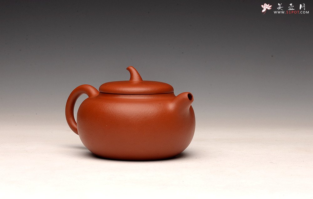 紫砂壶图片：优质朱泥 自然褶皱 得趣自然 实用朱泥小品 全手茄瓜 - 美壶网