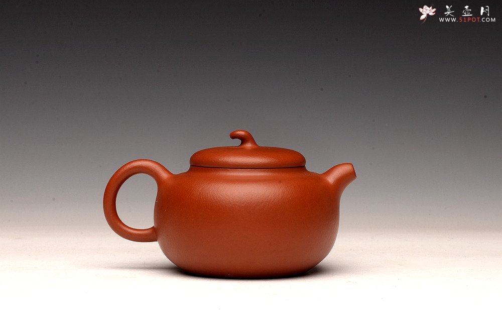 紫砂壶图片：优质朱泥 自然褶皱 得趣自然 实用朱泥小品 全手茄瓜 - 美壶网