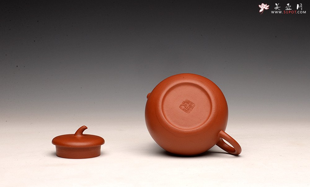 紫砂壶图片：优质朱泥 自然褶皱 得趣自然 实用朱泥小品 全手茄瓜 - 美壶网