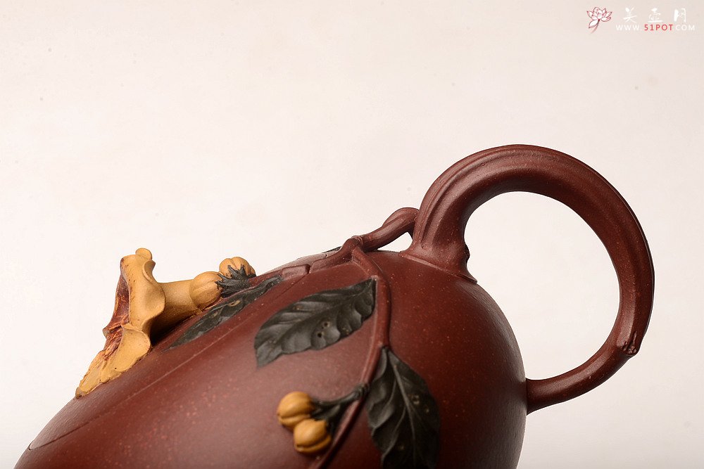 紫砂壶图片：飘逸立体 细品 传统花货功力 花语敬佩、声誉 凌霄花 原创作品  - 美壶网
