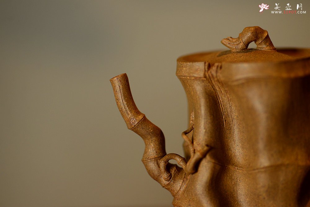 紫砂壶图片：林秀明原创作品 全手竹影~ 文气十足 崇尚自然~ - 美壶网