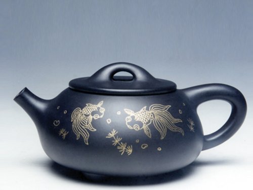 陈正初紫砂壶 金玉石瓢 原矿墨绿泥