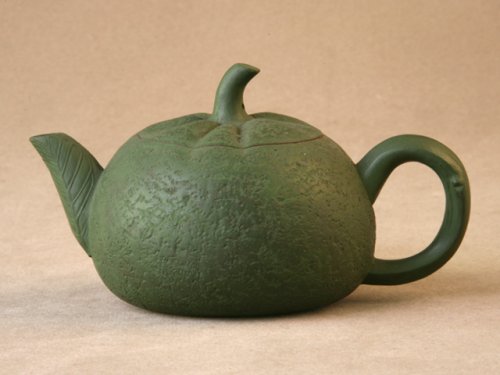 高建芳紫砂壶 绿皮橘子壶 原矿绿泥