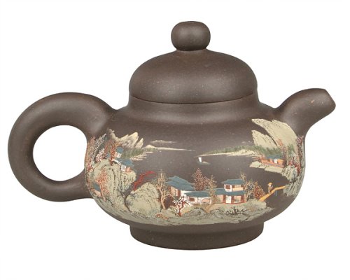 王福君紫砂壶 彩绘漱泉壶 原矿紫泥