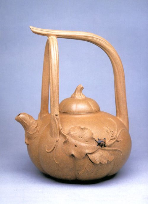 汪寅仙紫砂壶 南瓜提梁壶 