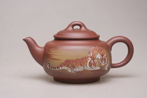 陈焱紫砂壶 泥绘沁泉壶 原矿清水泥