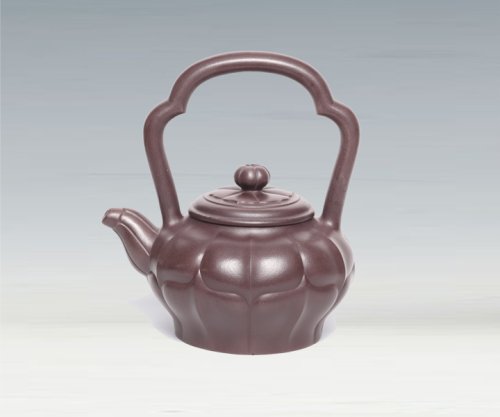唐六琴紫砂壶 合菱提梁壶 原矿紫泥