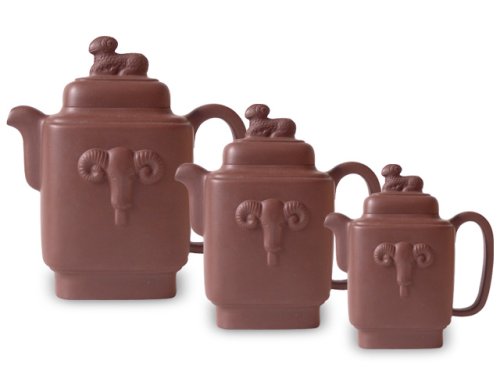 丁洪顺紫砂壶 三羊开泰组壶 