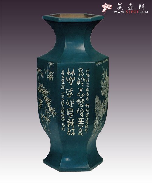 紫砂壶图片：六方鱼尾瓶 - 美壶网