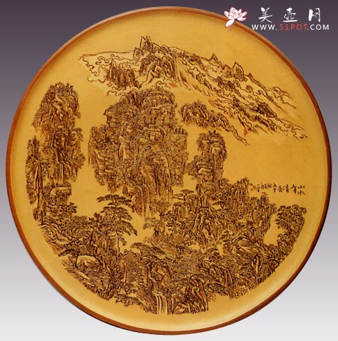 紫砂壶图片：山水有清音挂盘 - 美壶网