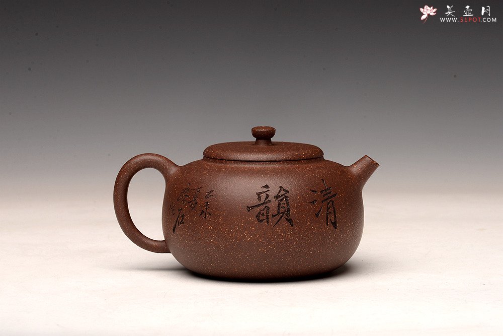 紫砂壶图片：强强联合 詹黎明全手新作 紫玉金砂  高路金石装饰 宝相 恽秀可人 - 美壶网