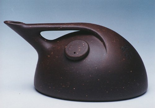 吴鸣紫砂壶 大吉祥系列之半月 原矿紫泥