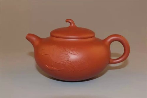 周国芳紫砂壶 荷露 原矿朱泥