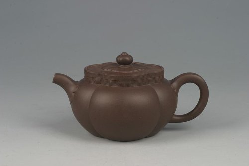 刘军华紫砂壶 椭圆如意 原矿紫泥