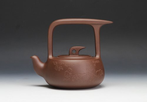 周小明紫砂壶 鹧鸪提梁 原矿紫泥