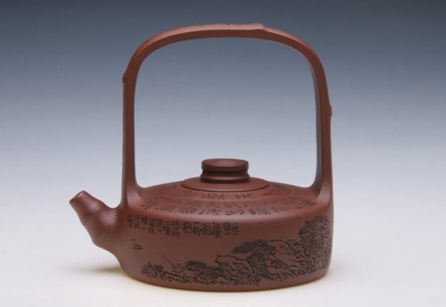 毛国强紫砂壶 竹露生香提梁壶 原矿紫泥