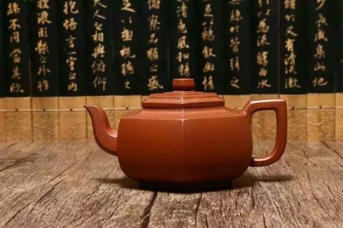 顾洪军紫砂壶 六方雪华 原矿朱泥