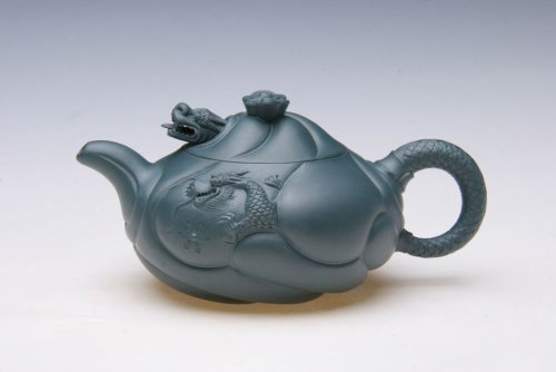刘红霞紫砂壶 扁鱼化龙 原矿绿泥