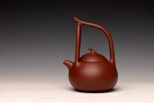 张悦紫砂壶 张悦全手工新品 匏瓜提梁 颇有难度 精美之作  红皮龙