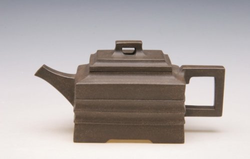 周建良紫砂壶 全手工四方玉带 青灰泥