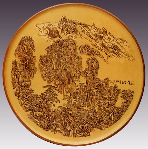 毛国强紫砂壶 山水有清音挂盘 