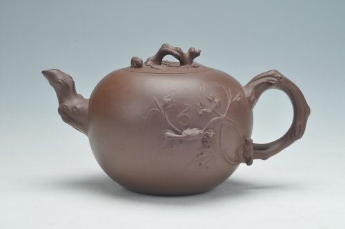 朱永良紫砂壶 松鼠葡萄壶 原矿紫泥