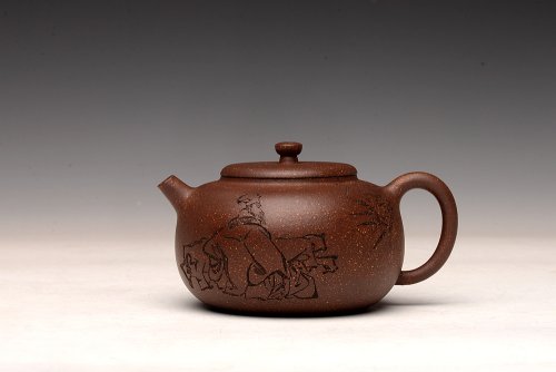 詹黎明紫砂壶 强强联合 詹黎明全手新作 紫玉金砂  高路金石装饰 宝相 恽秀可人 