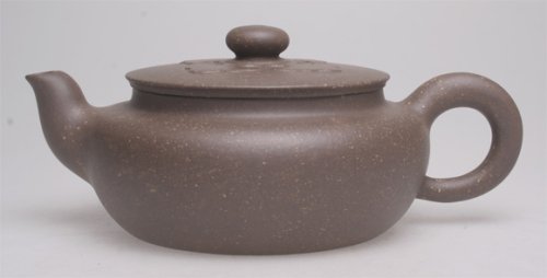 陈焱紫砂壶 汉扁如意 青灰泥