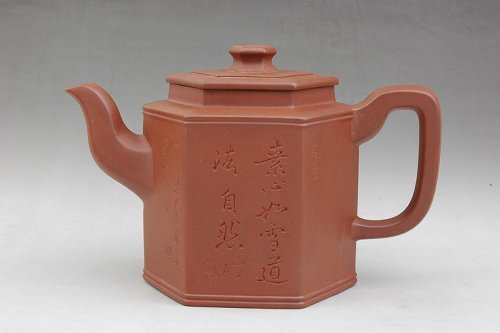 方小利紫砂壶 六方神韵 原矿清水泥