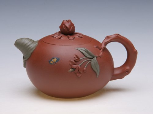 周菊英紫砂壶 蝶恋花 原矿清水泥