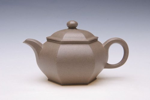 刘红霞紫砂壶 全手工六方宫灯壶 青灰泥