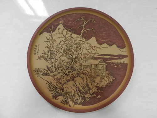 潘晓鸣紫砂壶 溪山雪影 挂盘 