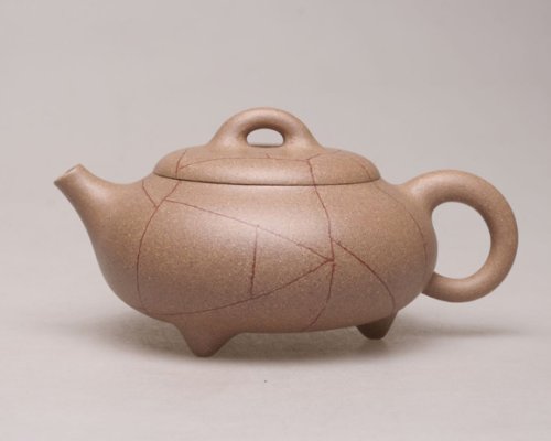 陈焱紫砂壶 冰纹石瓢 原矿段泥