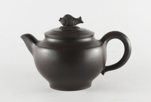 陈正初紫砂壶 年年有余 原矿黑星土