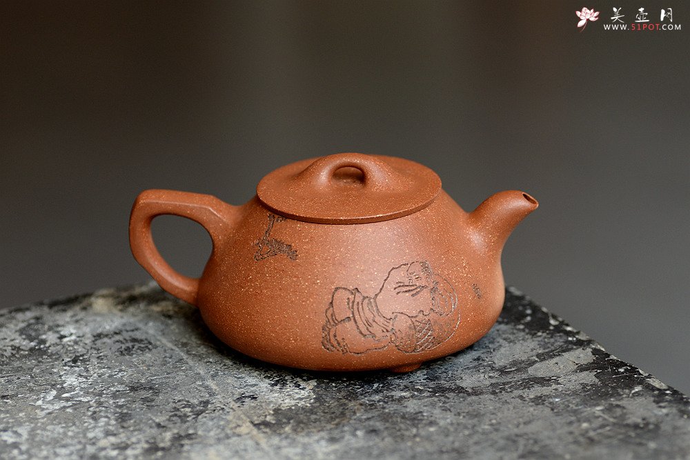 紫砂壶图片：陈进原创力作 全手东石韵瓢 刚柔并济 张听刚装饰  - 美壶网
