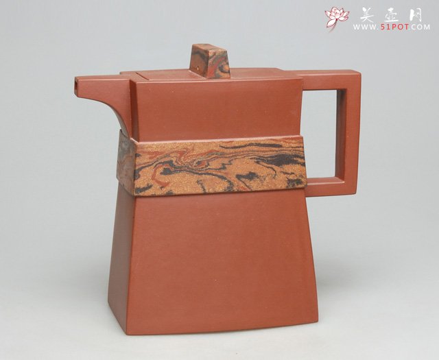 紫砂壶图片：刀布壶——印象絞坭方壶系列之二 - 美壶网