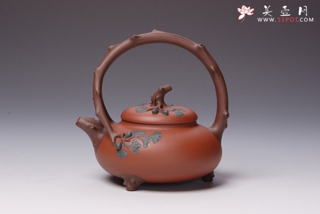 紫砂壶图片：银杏提梁壶 - 美壶网