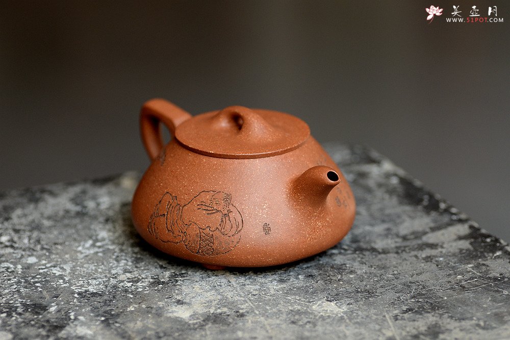 紫砂壶图片：陈进原创力作 全手东石韵瓢 刚柔并济 张听刚装饰  - 美壶网