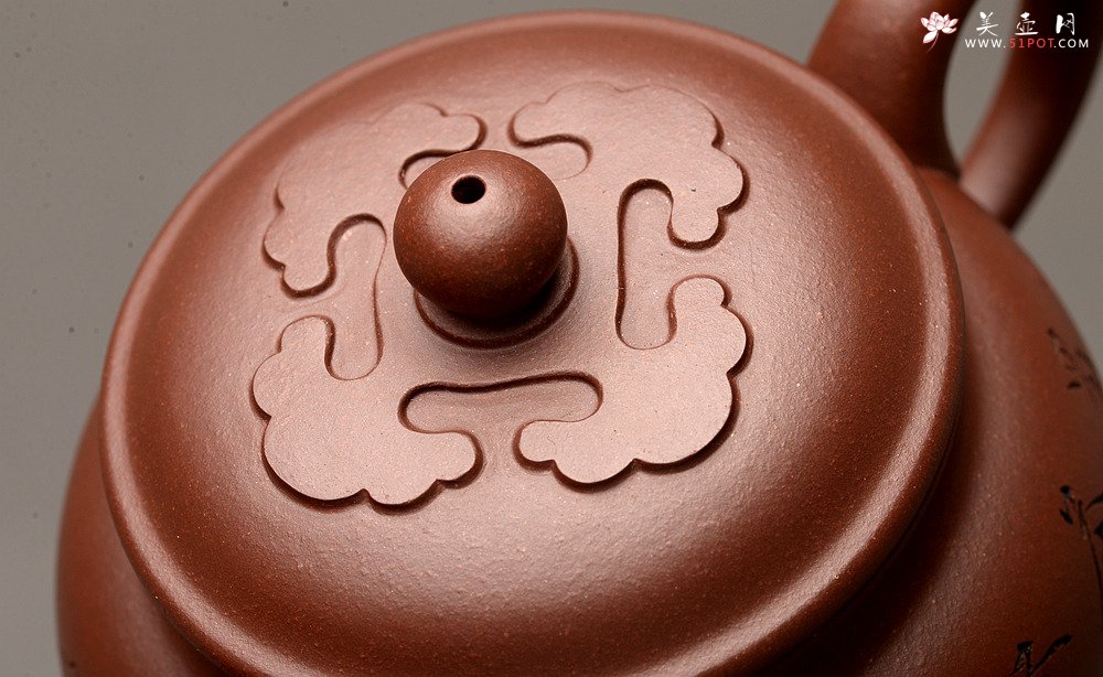 紫砂壶图片：传统经典 器型周正端庄 文气刻绘 大彬如意 - 美壶网
