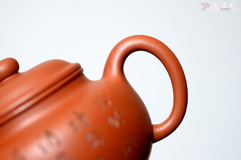 紫砂壶图片：张听刚装饰 刀法老辣 饱满周正 全手掇只 优质朱泥 - 美壶网