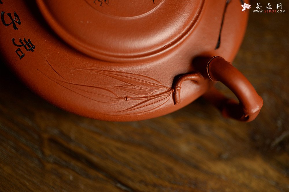 紫砂壶图片：优质朱泥 绿茶友人 扁竹 简意花货 - 美壶网